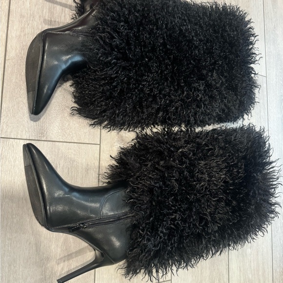 Liliana Black Fur Heeled Boots - Picture 3 of 6